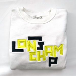 Longchamp White Sweater with Vibrant Yellow and Black Details
